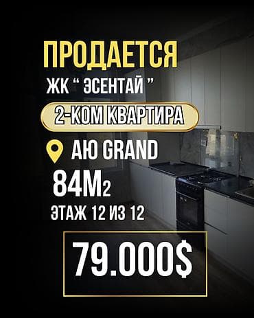 flat kant: 2 комнаты, 85 м², Элитка, 12 этаж, Готовая ПСО (под самоотделку) — 1