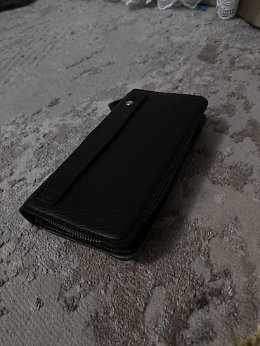 Очки: Черный мужской/унисекс клатч-кошелек из фактурной кожи - Материал — 3