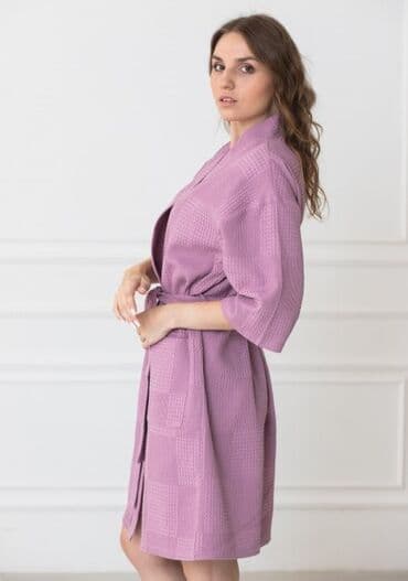 домашние халаты больших размеров: Халат, Вафли кездеме, Туркия, XS, S, L — 12