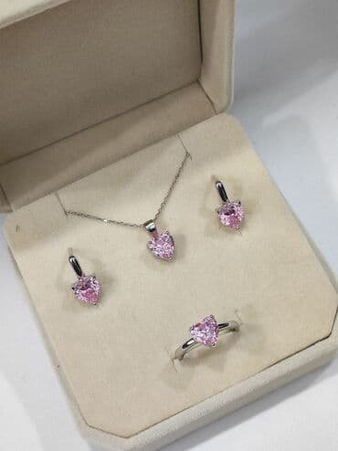 свадебное платье для высокой невесты: Серебряный Набор + Цепочка Сердечка Серебро 925 пробы Размеры — 6