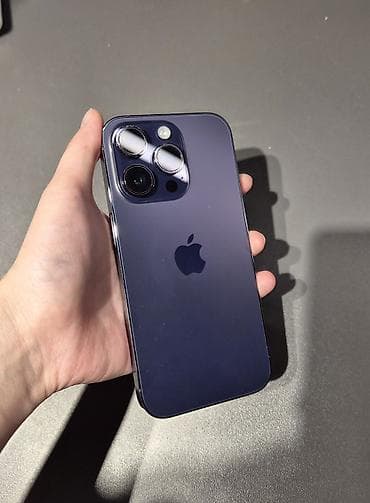 IPhone 14 Pro, Б/у, 256 ГБ, Deep Purple, Защитное стекло, Чехол, Кабель, 86 %