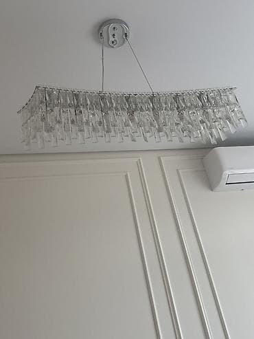 Люстралар: Подвесная люстра с декоративными кристаллами - Форма: продольная — 1