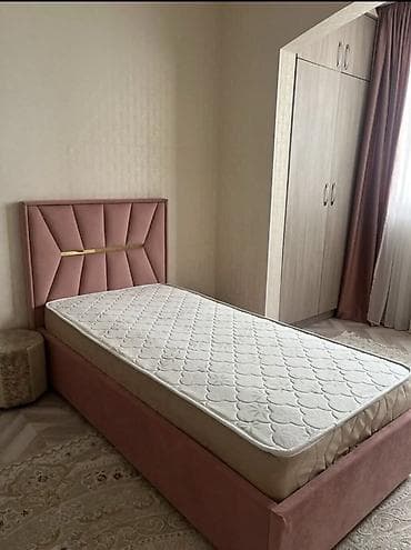 Бир кишилик керебет, Колдонулган, Жумшак башы менен, узуну - 200 см — 1
