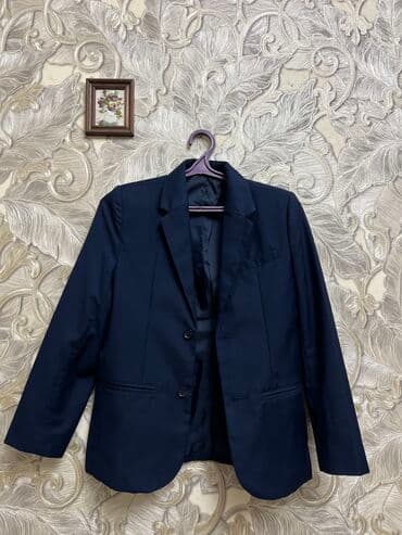 твидовый пиджак: Школьная форма, цвет - Синий, Б/у — 1