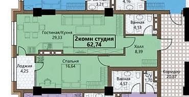элиф гарден: Строится, Элитка, 2 комнаты, 63 м² — 7