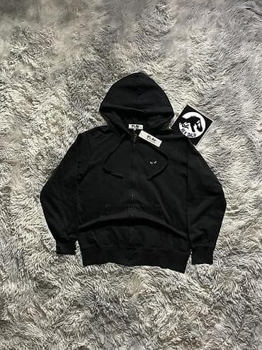 Худи на молнии Comme des Garçons PLAY (размер M) - Цвет: чёрный -