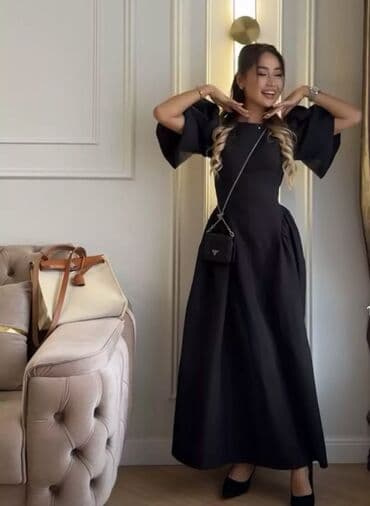 коктейльные платья с открытыми плечами: Вечернее платье, Пышное, Длинная модель, С рукавами, S — 2