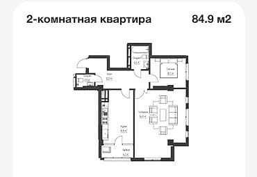 кв токмаке: 2 комнаты, 85 м², Асанбай мкр Элитка, 12 этаж, ПСО (под самоотделку) — 2