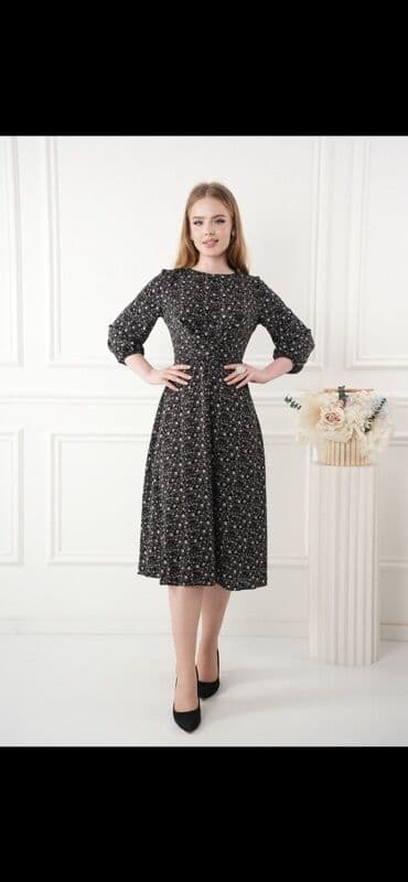 длинные платья с рукавами для полных: Элегантное женское платье миди с длинными рукавами, идеально — 9