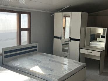 спальный гарнитур советский: Спальный гарнитур, Новый, Двуспальная кровать, Шкаф, Кыргызстан, В рассрочку, ДСП, Самовывоз, Платная доставка, Бесплатная доставка, цвет - Белый — 3