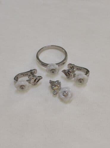 свадебные наборы ручной: Новая коллекция Комплект с эмалью Роза Серебро 925 пробы Цена — 3