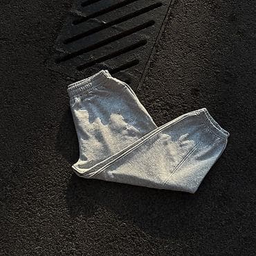 ватные штаны: Серые теплые джоггеры WAYNE. - Размер: L - Цвет: светло‑серый меланж — 3