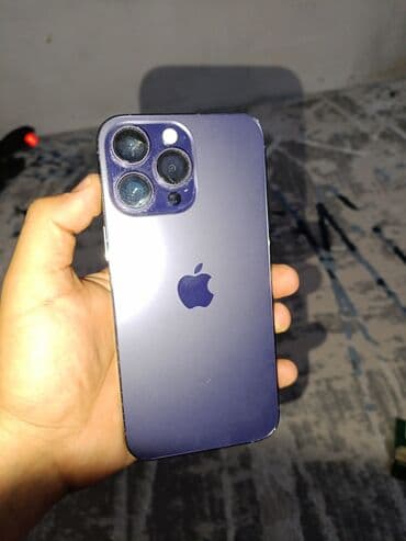 принтер со сканером цветной: IPhone 14 Pro Max, Колдонулган, 128 ГБ, Deep Purple, Каптама, Заряддоочу түзүлүш, Кабель, 77 % — 3