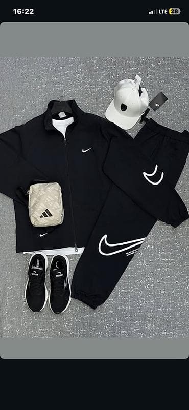 Мужской спортивный костюм, S, M, L, Nike, Новый, цвет - Черный, Самовывоз, Платная доставка