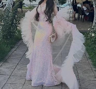 платье рапунцель: Вечернее платье русалка + накидка-шлейф - Цвет: нежно-розовый с — 1