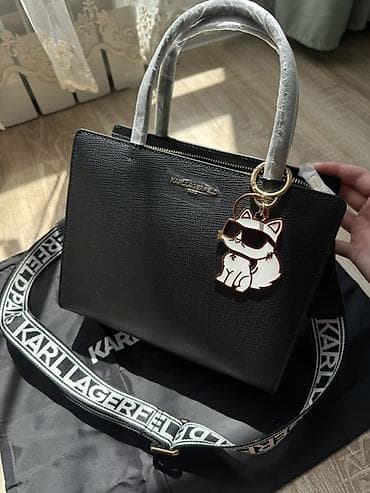 Сумка Karl Lagerfeld Paris, модель-тоут из зернистой кожи черного