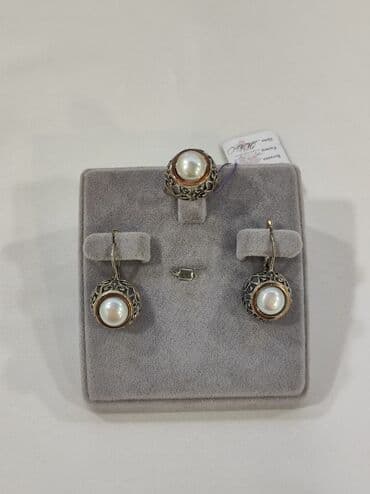 эксклюзивные свадебные пригласительные: Серебряный Комплект Жемчуг Серебро напыление золото 925 пробы — 4