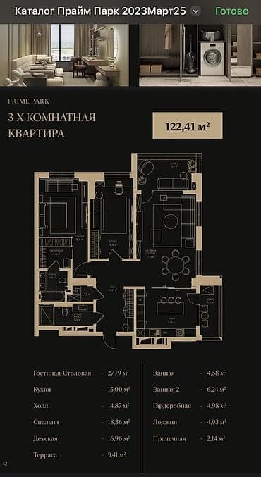 3 кв: 3 комнаты, 123 м², Элитка, 10 этаж, Готовая ПСО (под самоотделку) — 3
