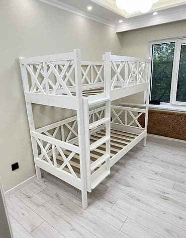 Дом и сад: Двухъярусная кровать из массива, белая - Конструкция: два спальных — 3