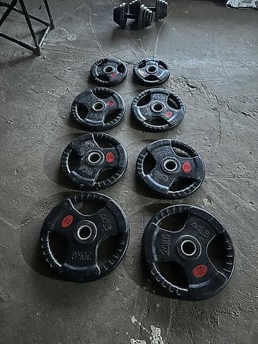 Спортивные сумки: Набор для силовых тренировок (штанга, EZ-гриф, блины, гантели) блины — 1