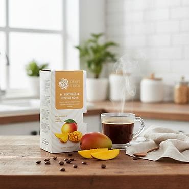 Готовые блюда, кулинария: Элитный черный кофе SMART & RICH с экстрактом африканского манго — 1