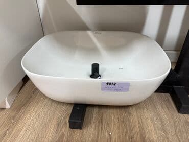 раковина с пьедесталом: Раковина для ванной, Особенности: Глянцевое, Квадратная форма, Материал: Керамика — 3