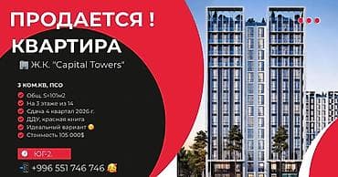 санузла: 3 комнаты, 101 м², Элитка, 3 этаж, ПСО (под самоотделку) — 1