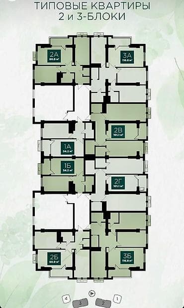 Квартиры: 3 комнаты, 101 м², Южная Магистраль Элитка, 7 этаж, ПСО (под самоотделку) — 9