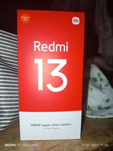 принтер санон: Redmi, Redmi 13, Жаңы, 256 ГБ, түсү - Кара, 2 SIM — 1