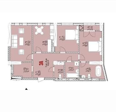 квартира васток5 чуй: 3 комнаты, 99 м², Элитка — 4