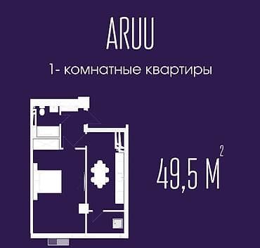 кыймылсыз мүлк: 1 бөлмө, 49 м², Элитка, Даяр ПСО (өзү оңдоп түзөтүп бүтүү үчүн) — 2