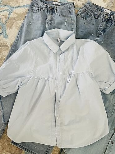 джинсовая одежда: Женский набор одежды в деним-стиле Состав: - Светло-голубая блузка с — 2