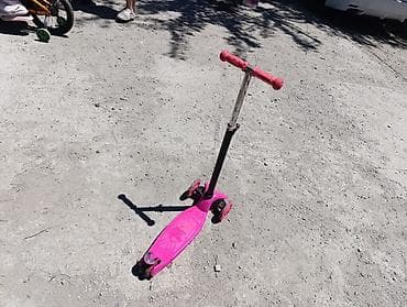 Детский транспорт: Детский трехколесный самокат New Scooter, розовый. - Тип: складной — 1