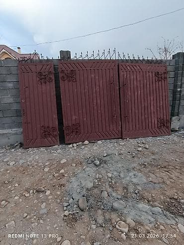 жыгач брус: Металлические ворота и калитка - Комплект: двустворчатые распашные — 3