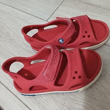обувь америка: Детские сандалии Crocs(оригинал) - Цвет: ярко‑красный с бело‑синей — 1