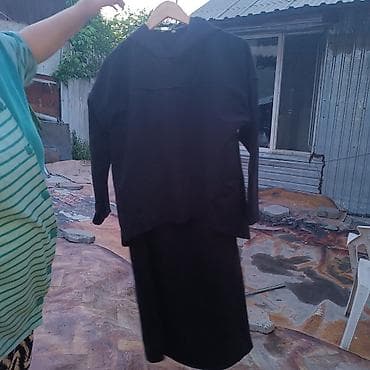 двойка платье: Женский комплект из двух предметов, черный - Состав: кофта с длинным — 1