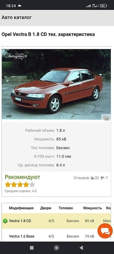 Opel Vectra: 1997 г., 1.8 л, Автомат, Бензин, Седан — 1