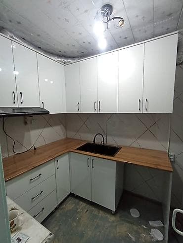 кухонные гарнитуры ош: Кухонный гарнитур, цвет - Серый, МДФ — 8