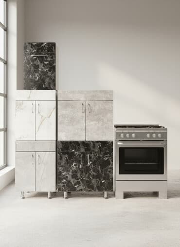 размер гибкого мрамора: Тумба для кухни, Без мойки, Напольная — 1