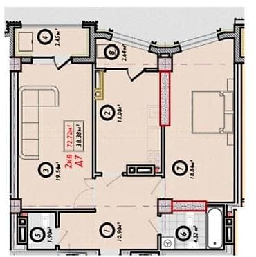 паркинг английский квартал: 2 комнаты, 72 м² — 1