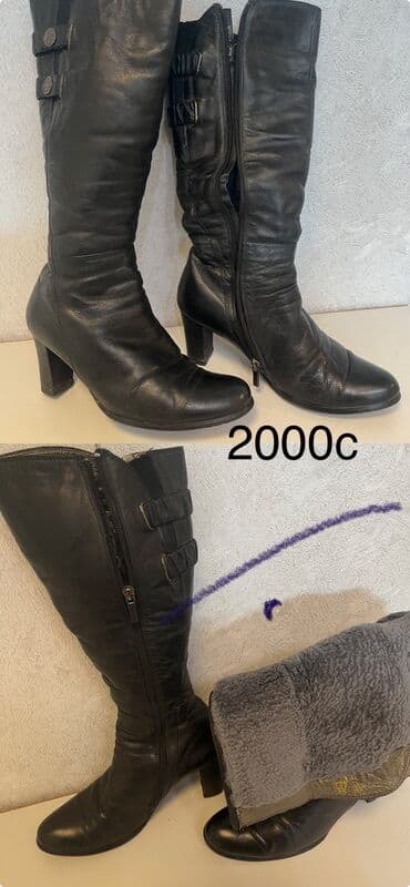 сапоги зимние женские натуральная кожа натуральный мех распродажа: Женская зимняя обувь, несколько моделей: 1) Высокие коричневые сапоги — 15