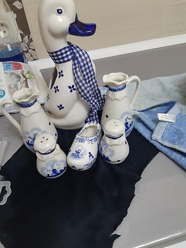 дом вещи: Набор керамического декора/посуды в голландском стиле (бело‑синяя — 1