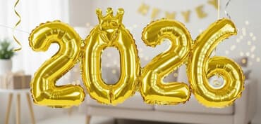 Гелиевые шарики в форме цифр «2026» - Набор фольгированных