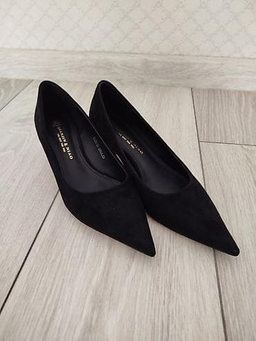 Классические замшевые лодочки на низком каблуке kitten heel. - Цвет — 6