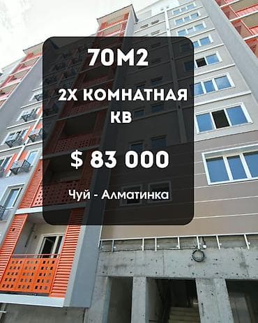молодёжная: Студия, 70 м², ул. Алматинка / Чуй Элитка, 8 этаж, ПСО (под самоотделку) — 1