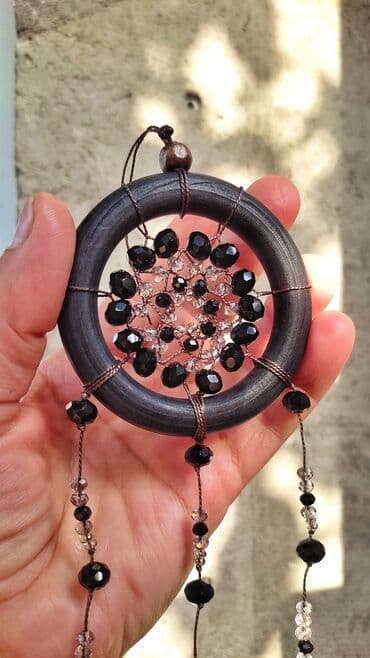 подставка для ювелирных украшений: Ловец Солнца ручной работы. - Основа: круглый обруч с темным — 10