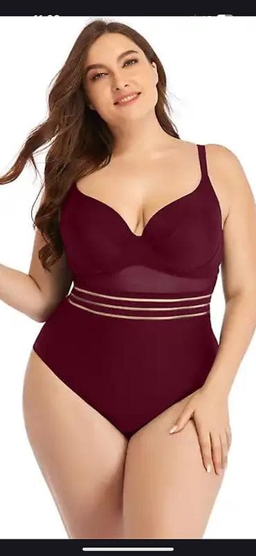 закрытые купальники бишкек: Слитный купальник, С косточками, Китай, цвет - Бордовый, 3XL — 1