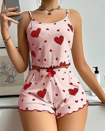 интимные веши: Пижамный комплект Sweetheart из рифленого трикотажа + подарок складная — 2