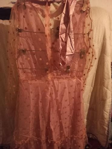 Платье-миди цвета пудрово-розовый с горохом. 8/9жаштагы кыздарга болот