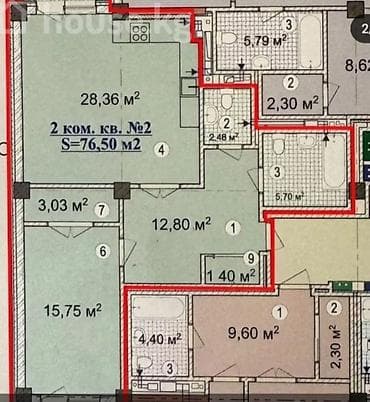 2 комнаты, 77 м², Элитка, 3 этаж, Дизайнерский ремонт — 3